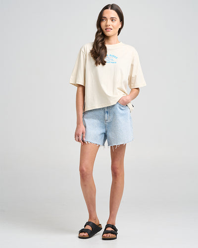 WAVE RIDER | WOMENS BOXY TEE - STONE
