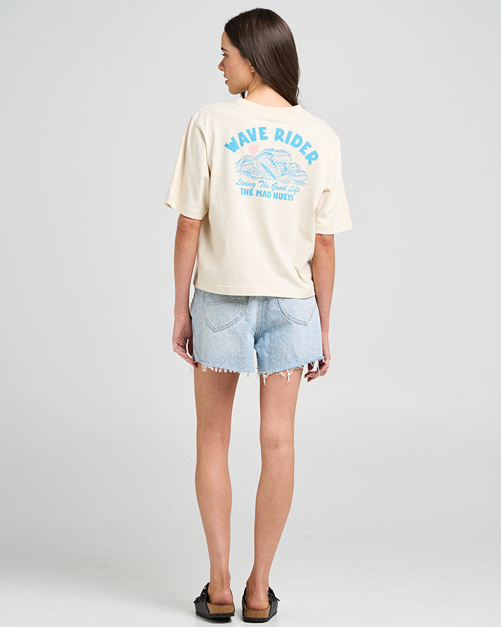 WAVE RIDER | WOMENS BOXY TEE - STONE