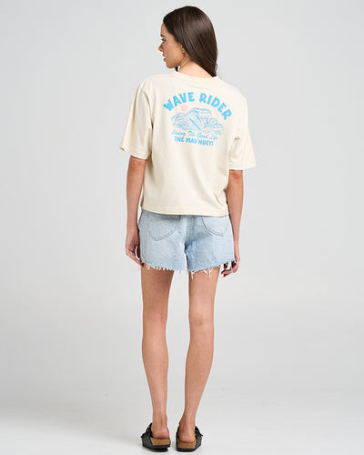 WAVE RIDER | WOMENS BOXY TEE - STONE