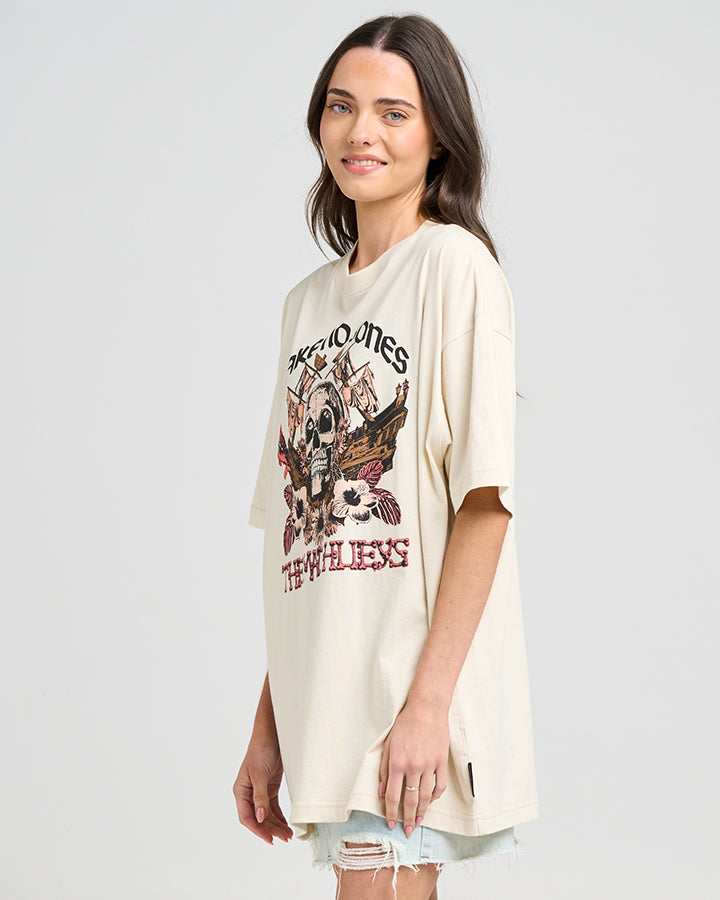 MAKE NO BONES | WOMENS OVERSIZED TEE - STONE
