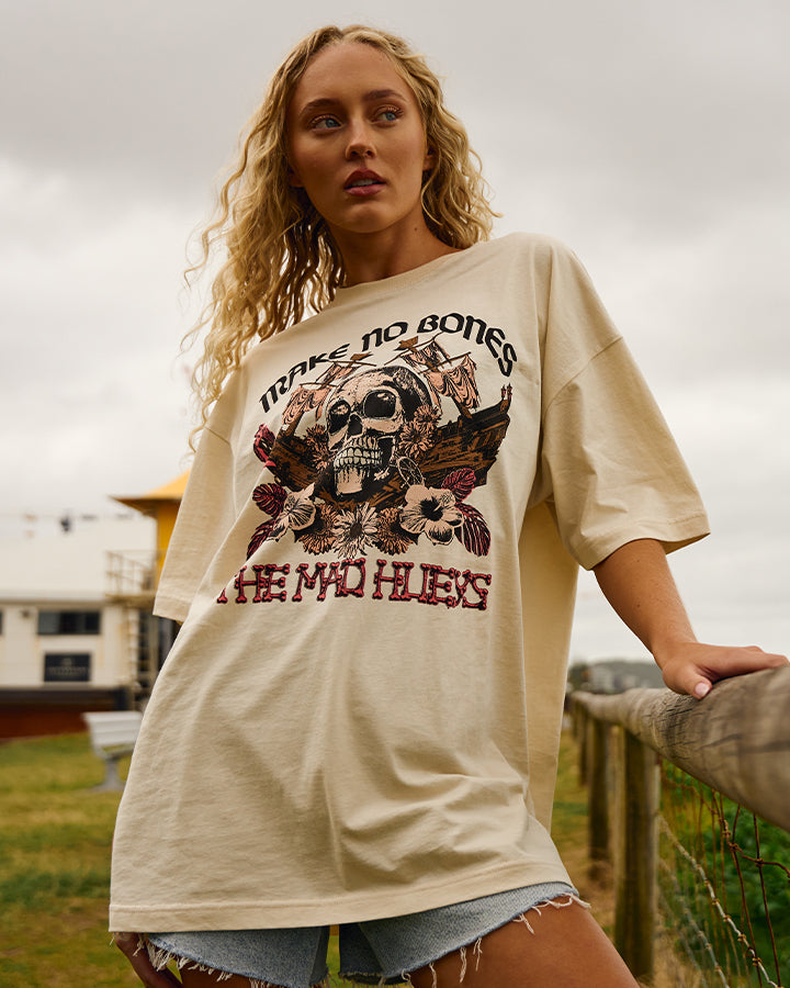 MAKE NO BONES | WOMENS OVERSIZED TEE - STONE