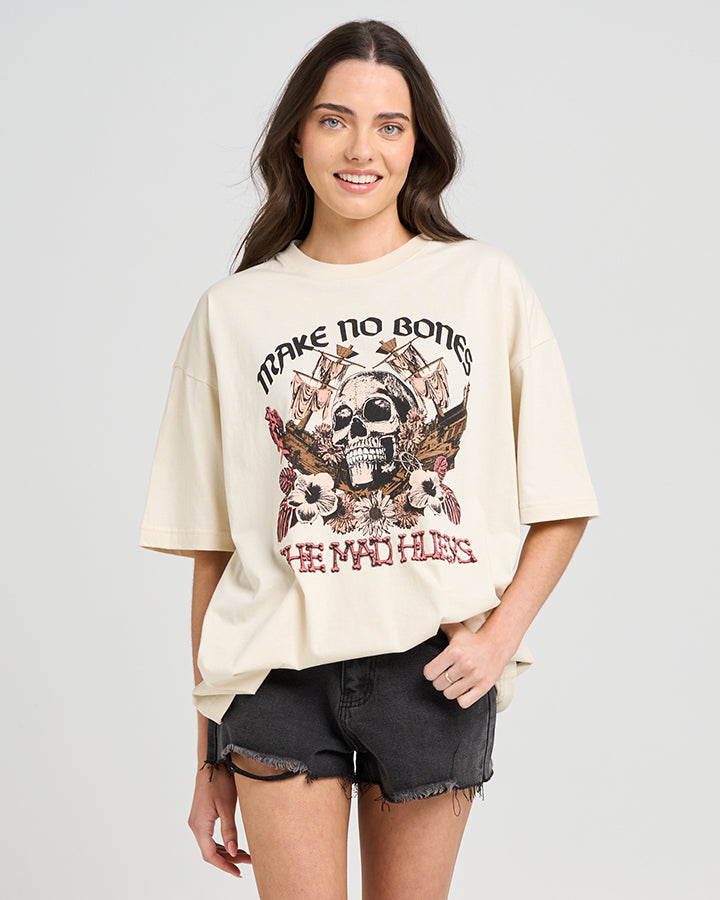MAKE NO BONES | WOMENS OVERSIZED TEE - STONE