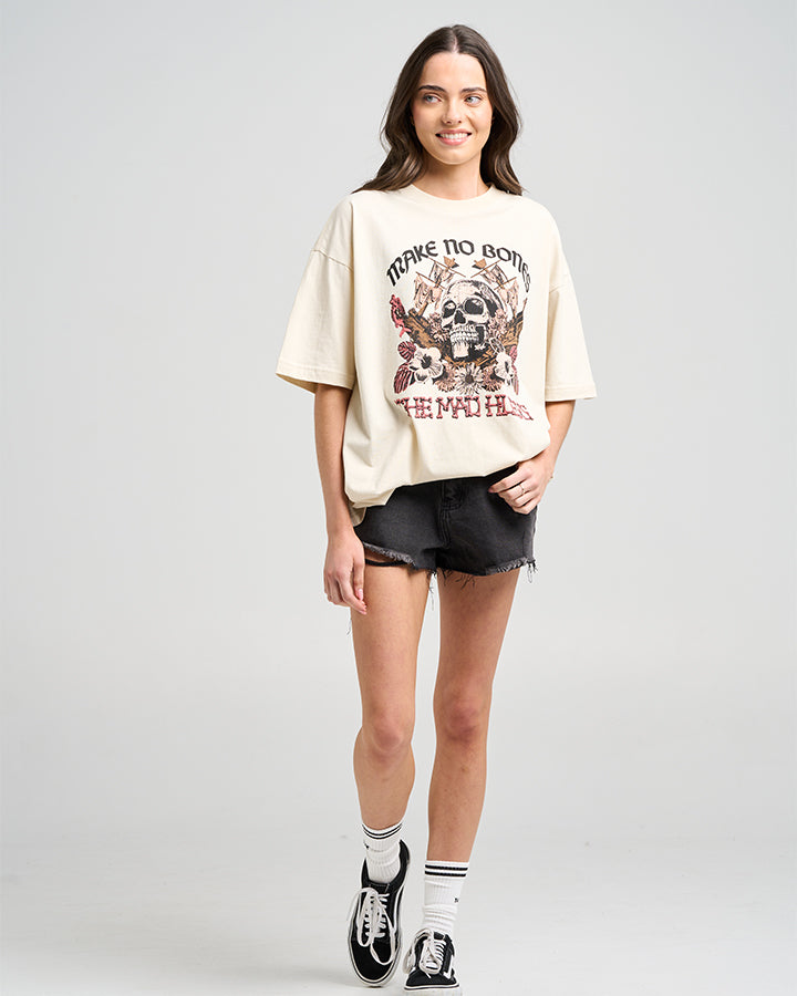 MAKE NO BONES | WOMENS OVERSIZED TEE - STONE