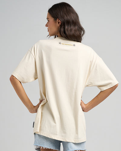BORN TO RIDE | WOMENS OVERSIZED SS TEE - STONE
