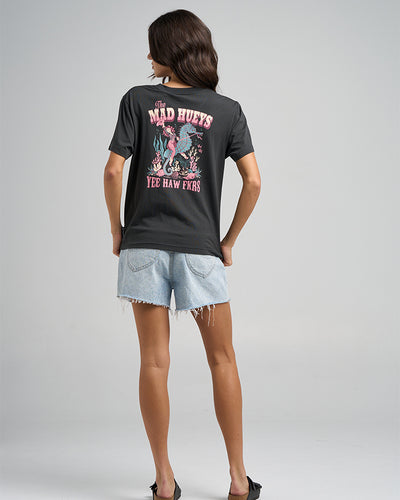 YEE HAW FKRS | WOMENS SS TEE - VINTAGE BLACK