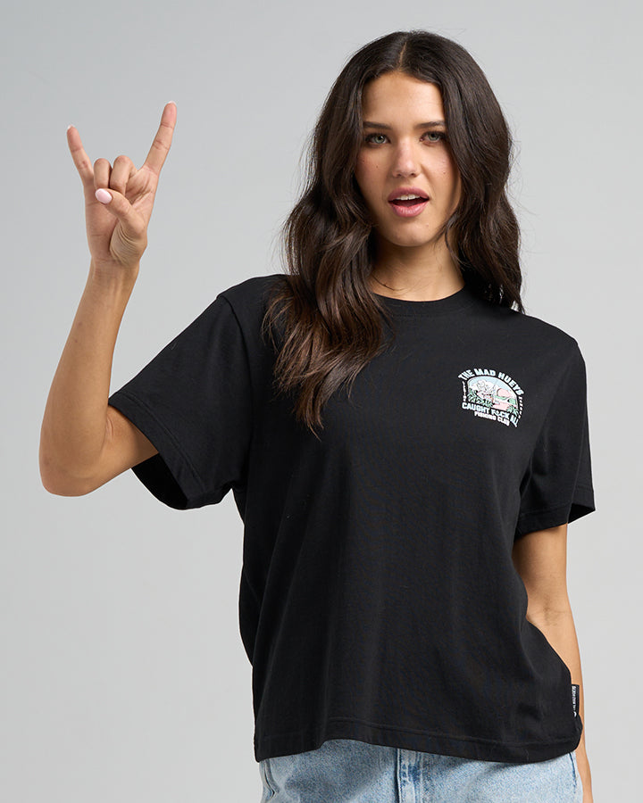 CAUGHT FK ALL ISLAND | WOMENS SS TEE - BLACK