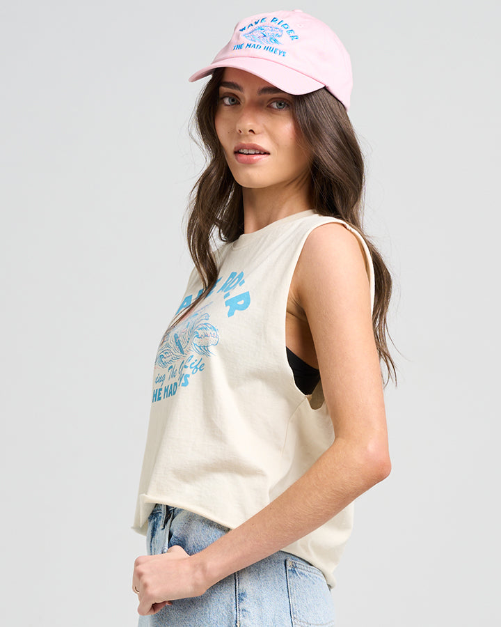 WAVE RIDER | WOMENS CROP MUSCLE - STONE