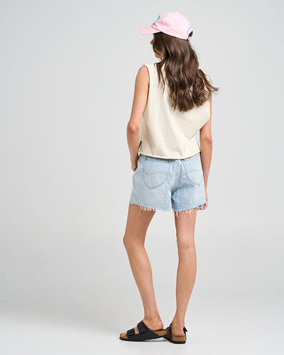 WAVE RIDER | WOMENS CROP MUSCLE - STONE