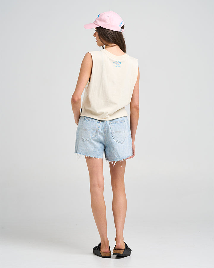 WAVE RIDER | WOMENS CROP MUSCLE - STONE