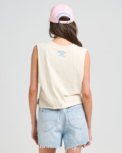 WAVE RIDER | WOMENS CROP MUSCLE - STONE