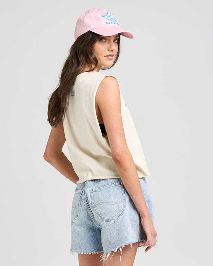 WAVE RIDER | WOMENS CROP MUSCLE - STONE