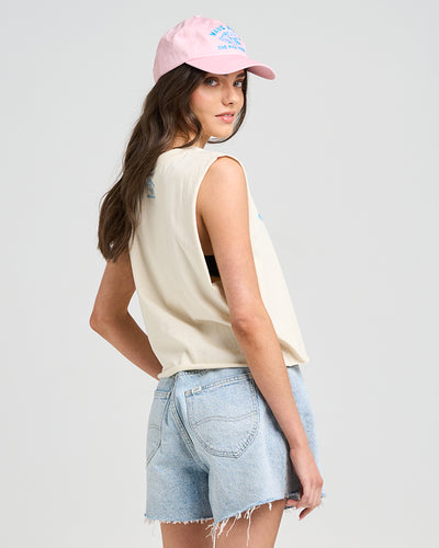 WAVE RIDER | WOMENS CROP MUSCLE - STONE