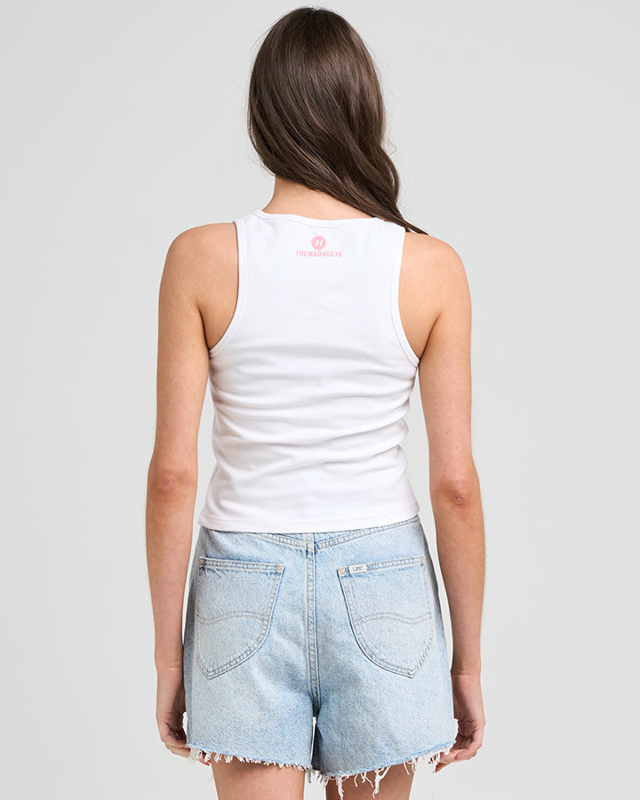 YEAH THE GIRLS | WOMENS SCOOP NECK SINGLET - WHITE