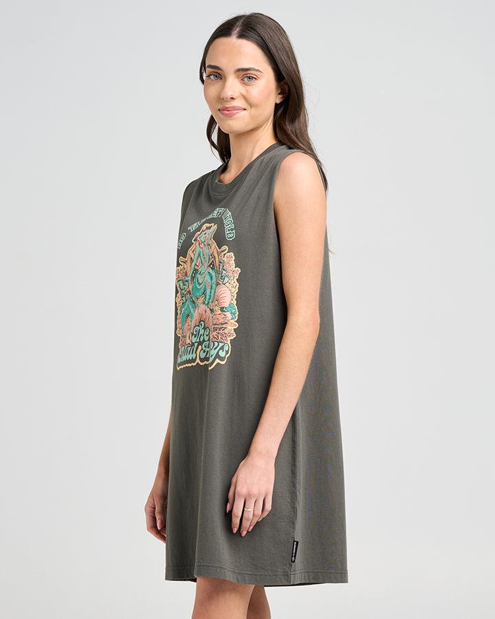 TAIL UNTOLD | WOMENS MUSCLE DRESS - CHARCOAL