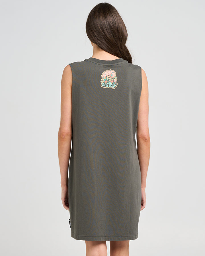 TAIL UNTOLD | WOMENS MUSCLE DRESS - CHARCOAL