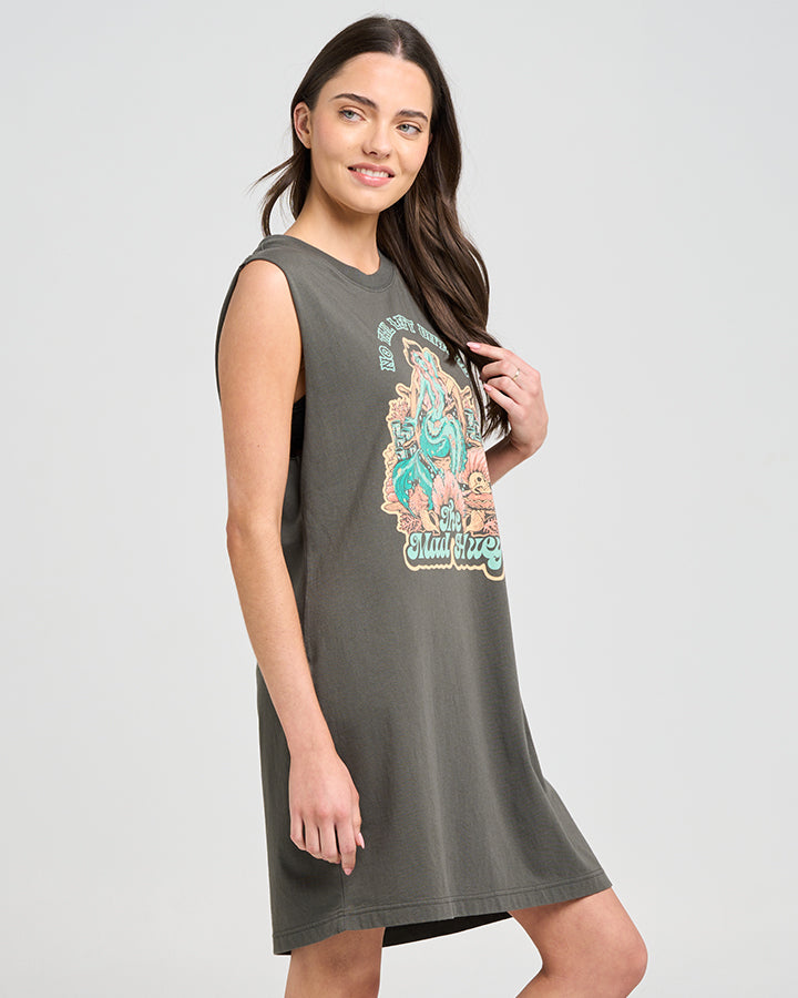 TAIL UNTOLD | WOMENS MUSCLE DRESS - CHARCOAL
