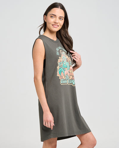 TAIL UNTOLD | WOMENS MUSCLE DRESS - CHARCOAL