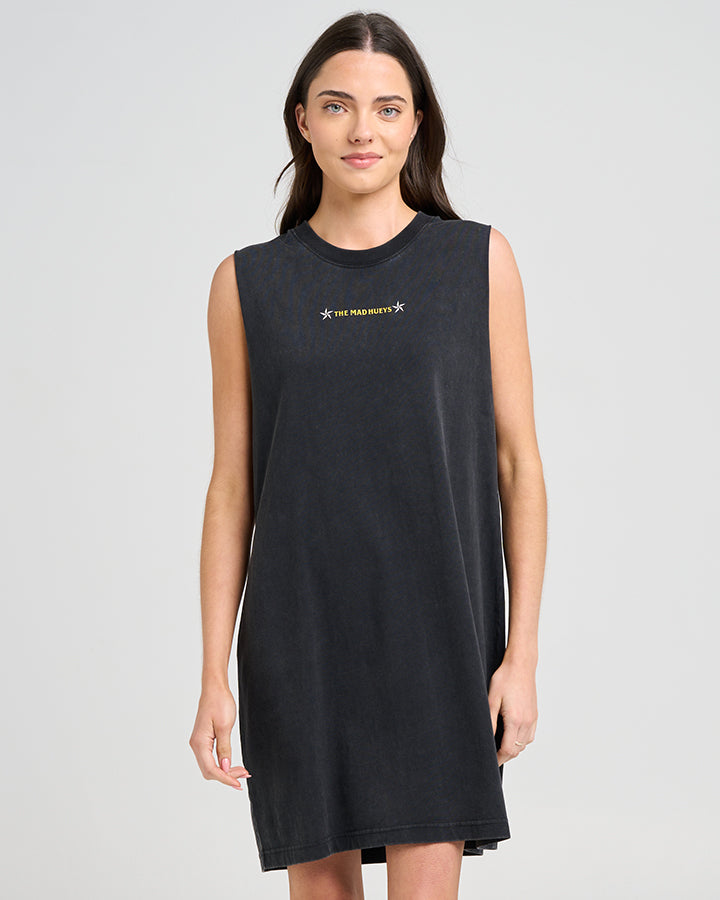 BORN TO RIDE | WOMENS MUSCLE DRESS - WASHED BLACK