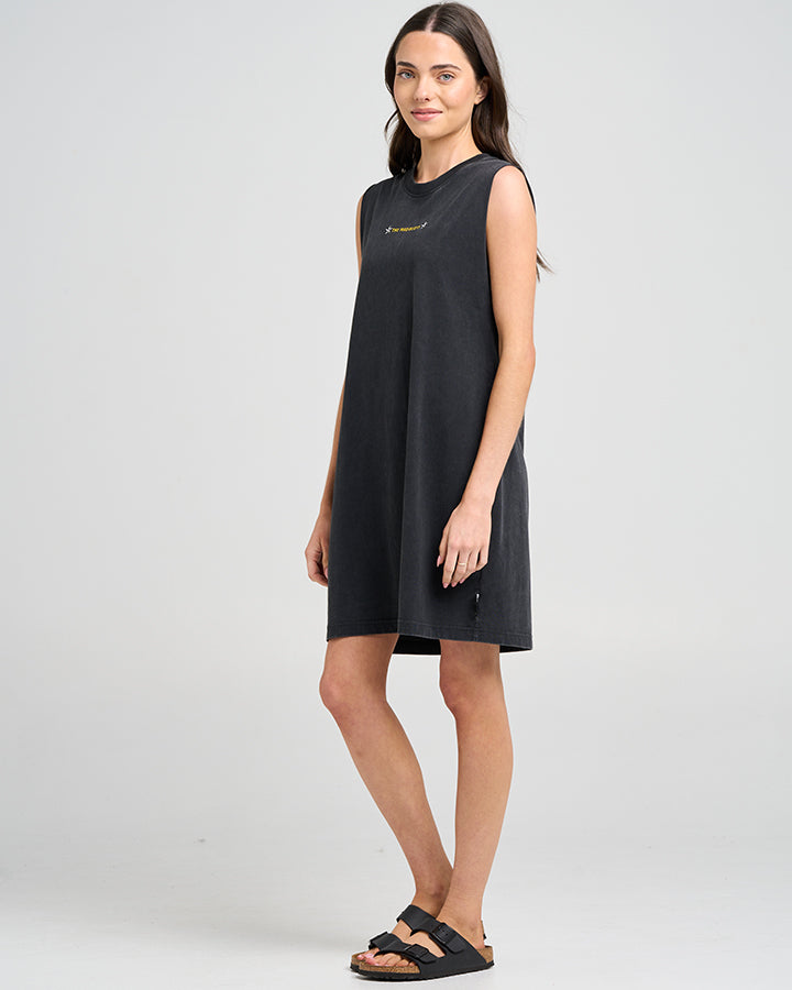 BORN TO RIDE | WOMENS MUSCLE DRESS - WASHED BLACK