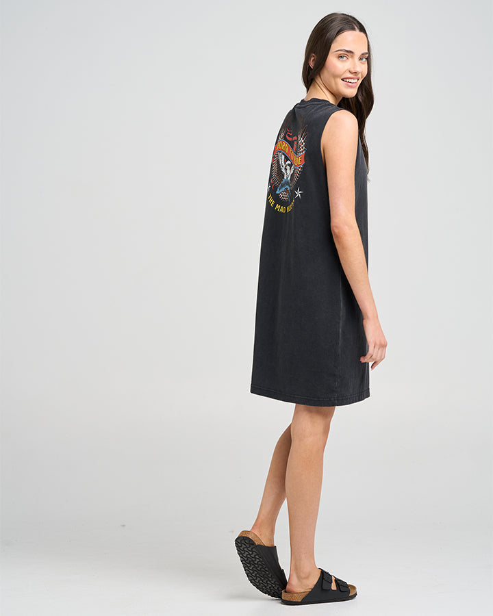 BORN TO RIDE | WOMENS MUSCLE DRESS - WASHED BLACK