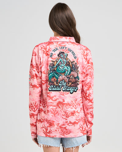 TAIL UNTOLD | UPF 50+ WOMENS FISHING JERSEY - CORAL