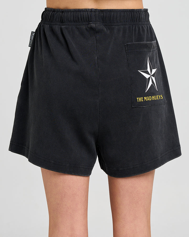 BORN TO RIDE | WOMENS ALL DAY SHORT - WASHED BLACK