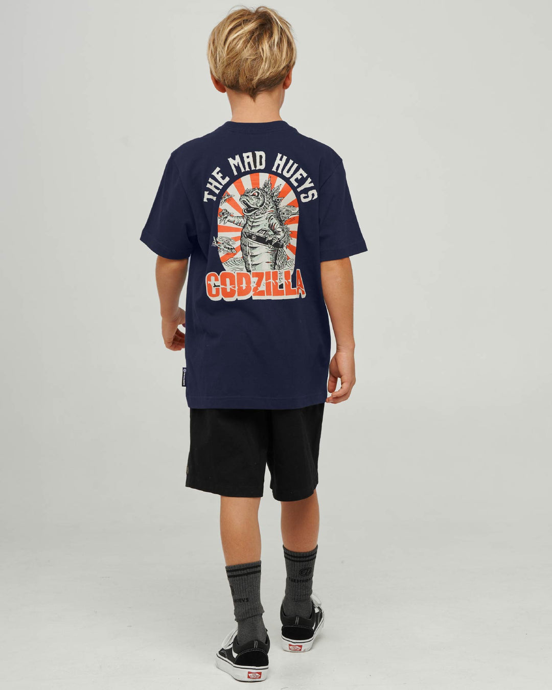 The Mad Hueys Codzilla Forever youth SS T-shirt in Navy, alternate view 3