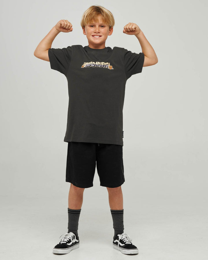 SURFING HUEYS | YOUTH SS TEE - VINTAGE BLACK