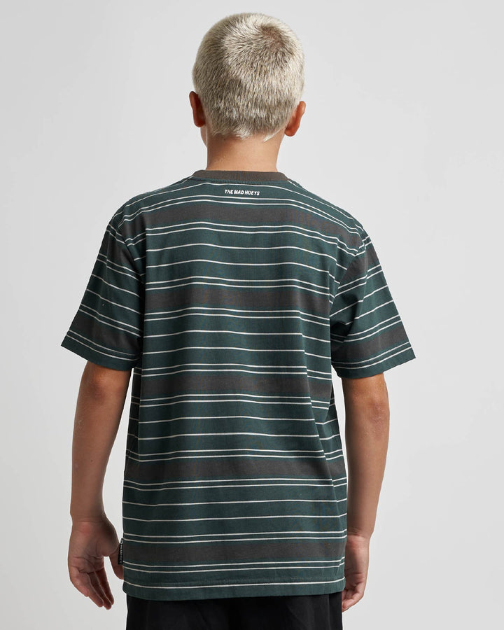 PARALLEL STRIPE HUEYS | YOUTH SS TEE - PINE GREEN