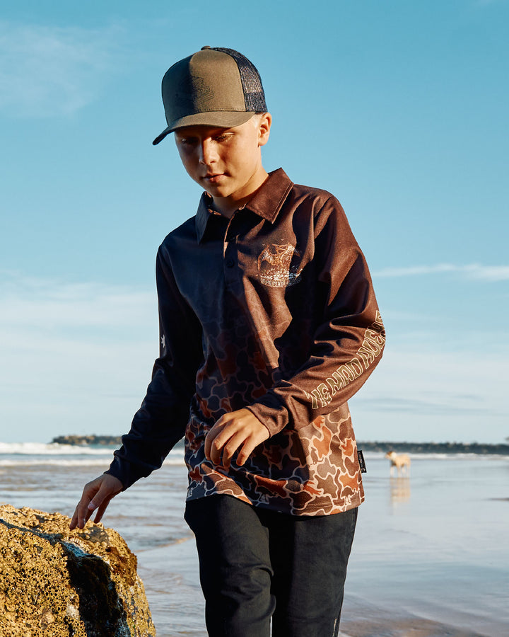 TERODACTYL | YOUTH UPF 50+ FISHING JERSEY - WALNUT