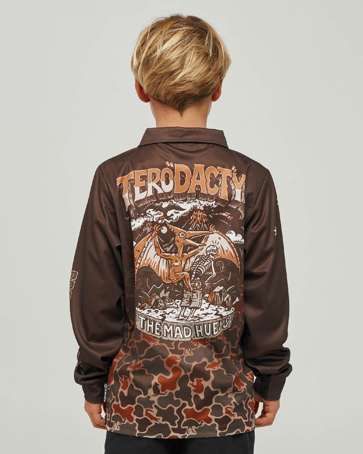 TERODACTYL | YOUTH UPF 50+ FISHING JERSEY - WALNUT