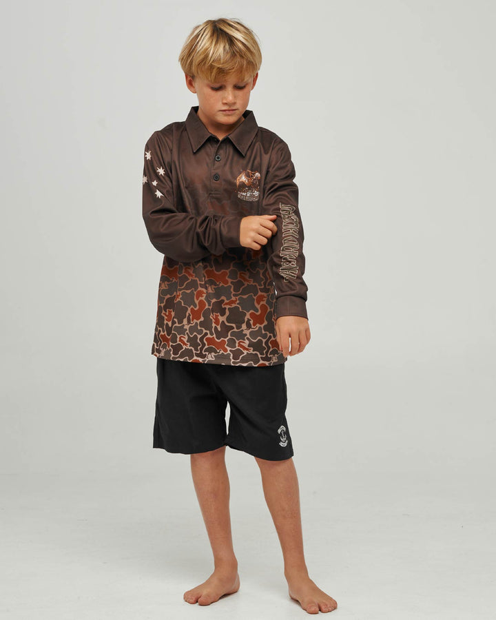 TERODACTYL | YOUTH UPF 50+ FISHING JERSEY - WALNUT