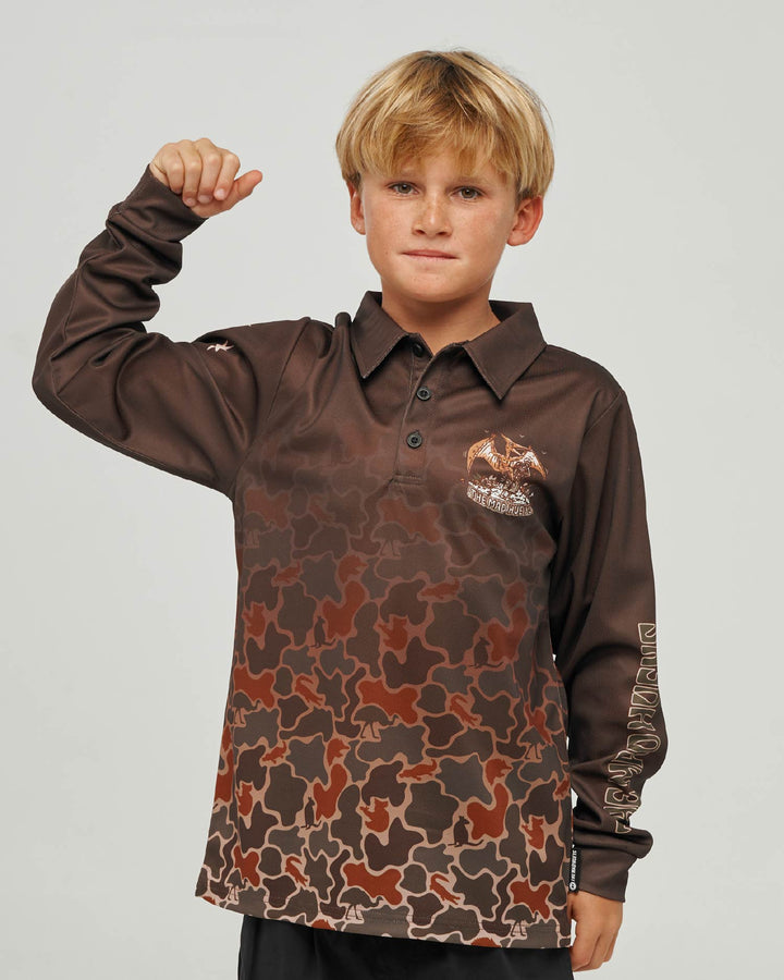 TERODACTYL | YOUTH UPF 50+ FISHING JERSEY - WALNUT