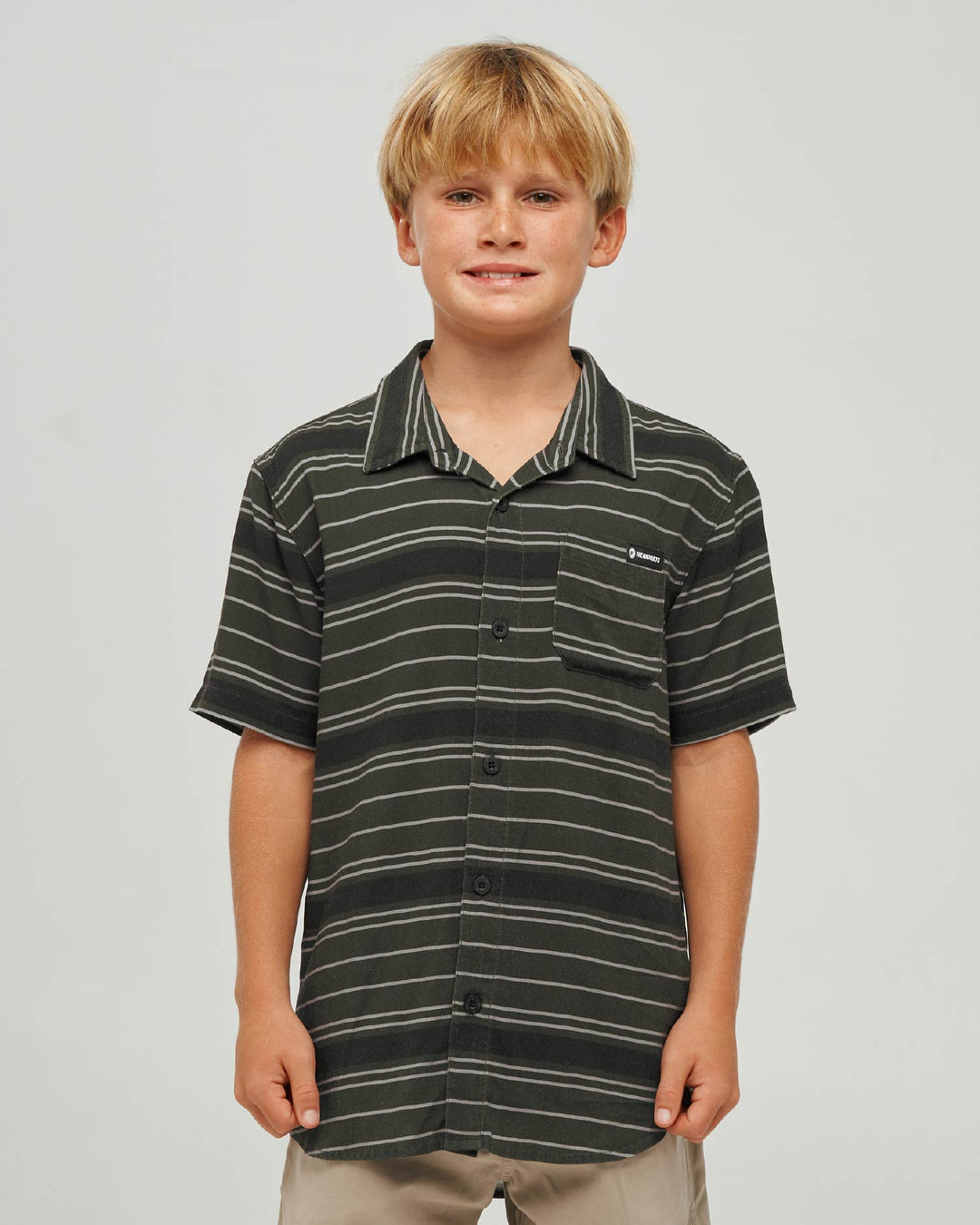 PARALLEL STRIPE HUEYS | YOUTH WOVEN SHIRT - PINE GREEN