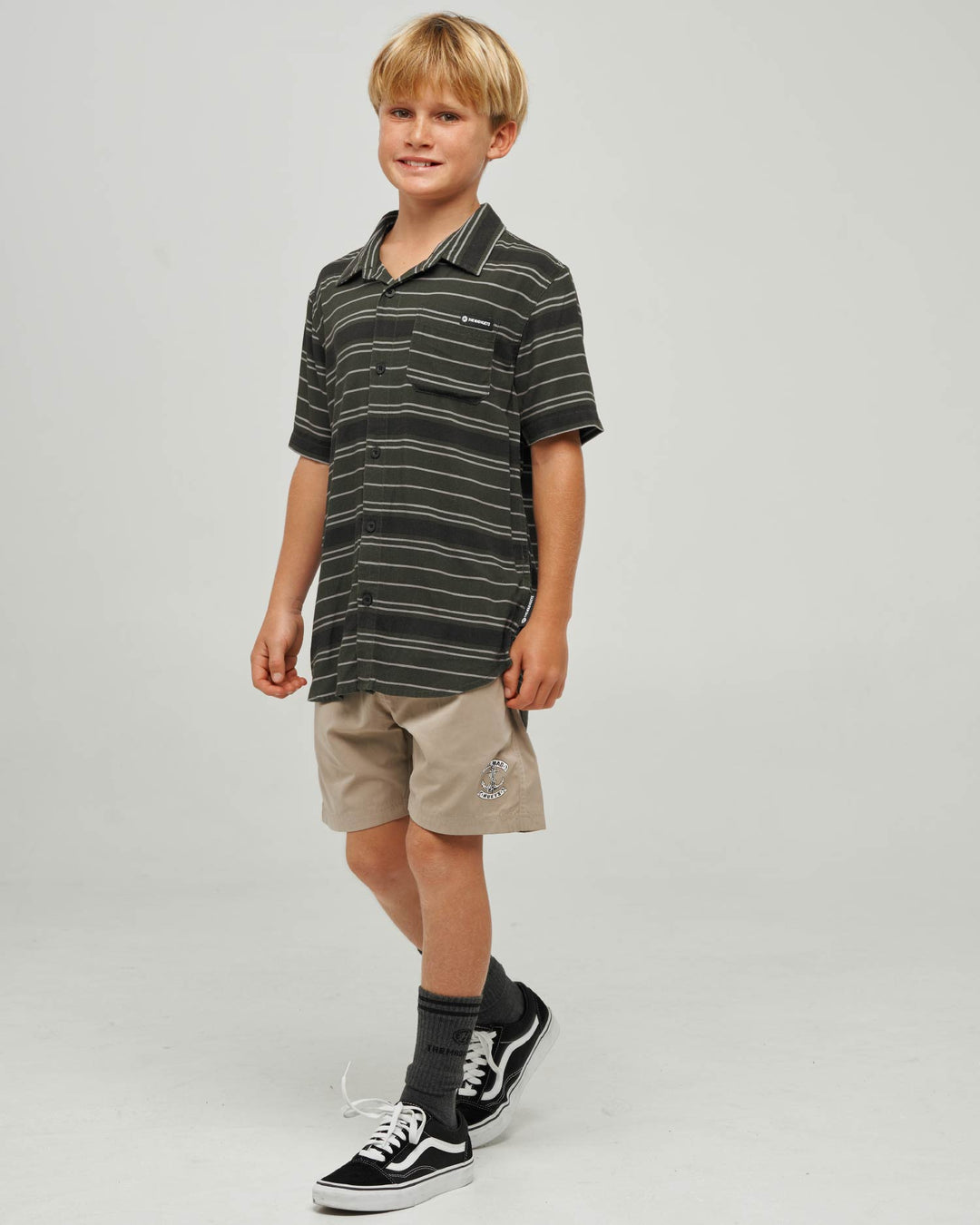 PARALLEL STRIPE HUEYS | YOUTH WOVEN SHIRT - PINE GREEN