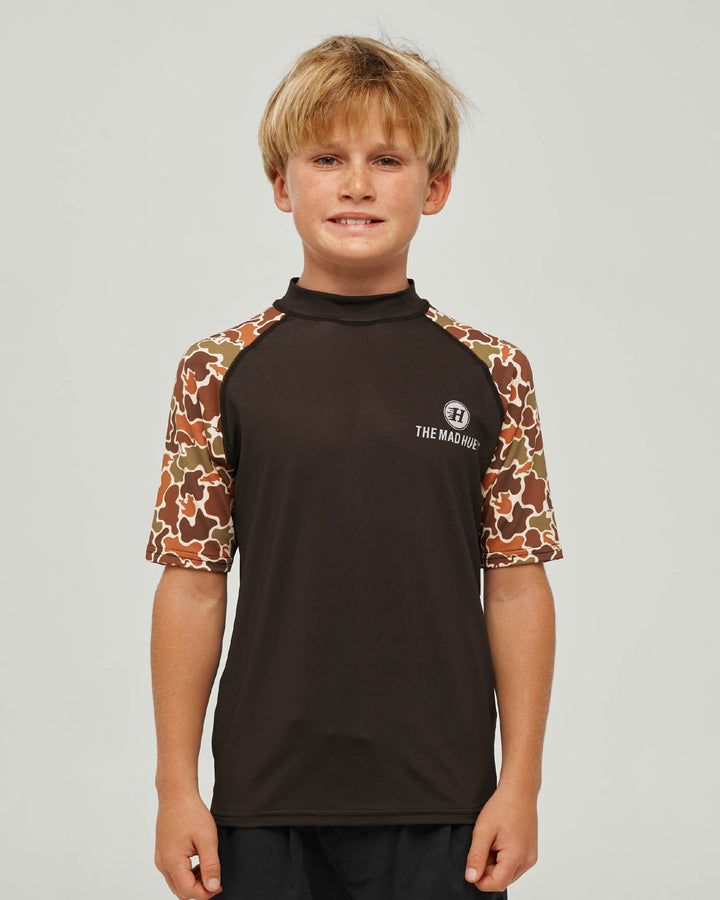 HUEYS CAMO | YOUTH RAGLAN SS RASHIE - WALNUT