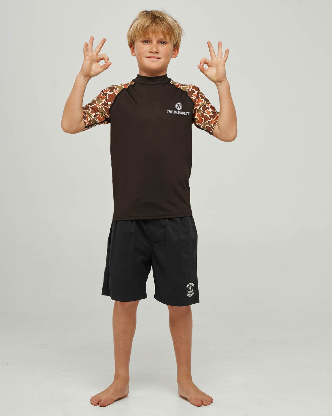 HUEYS CAMO | YOUTH RAGLAN SS RASHIE - WALNUT