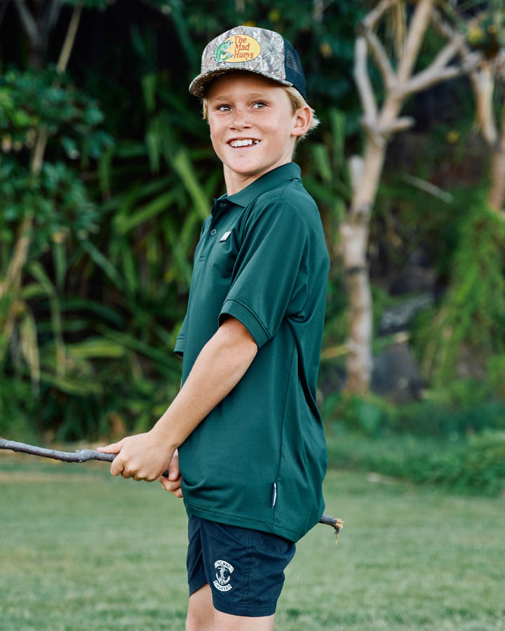 PARALLEL HUEYS | YOUTH ACTIVE SS POLO  - PINE GREEN