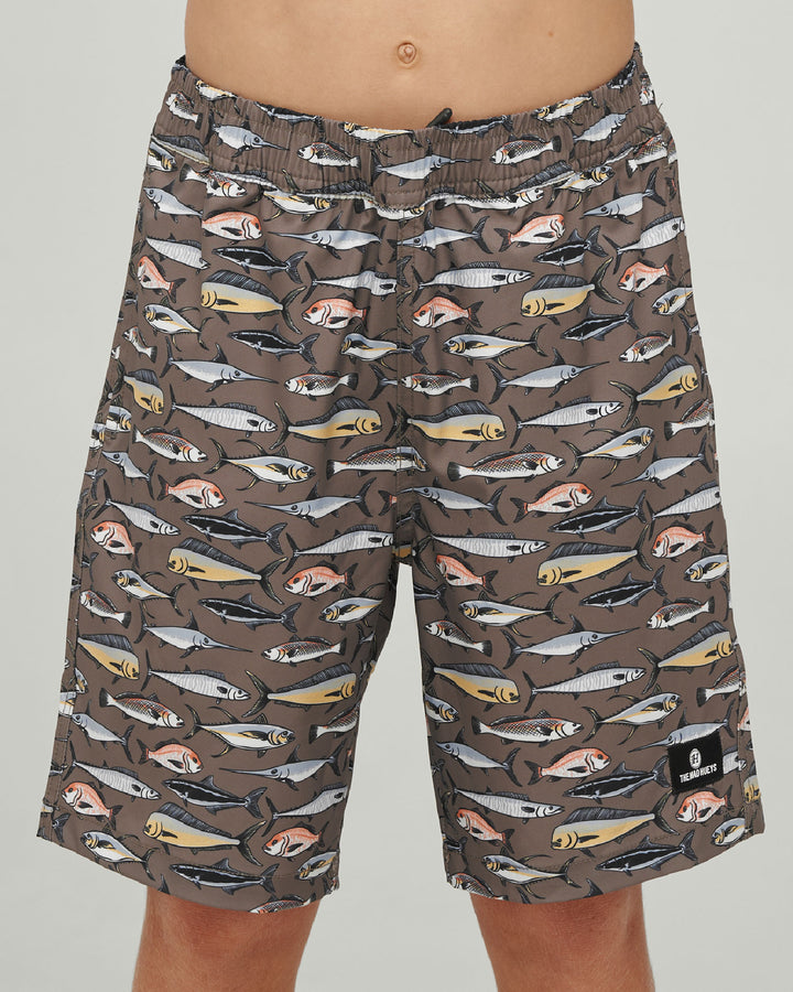 The Mad Hueys Pro Hueys youth 15" Swim Volley in Taupe, alternate view 2