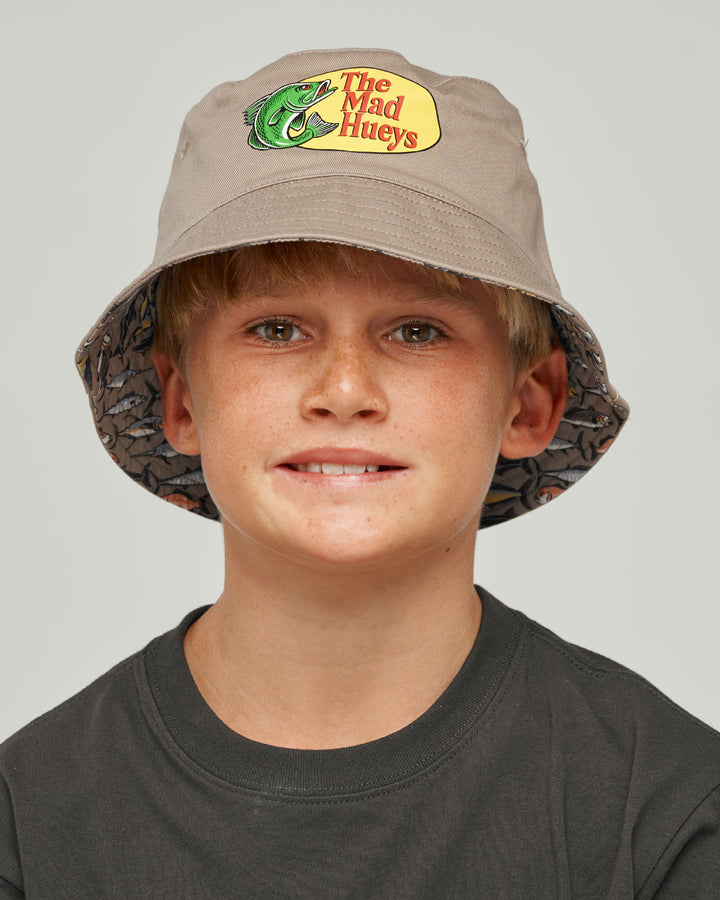 PRO HUEYS | YOUTH REVERSIBLE BUCKET HAT - TAUPE