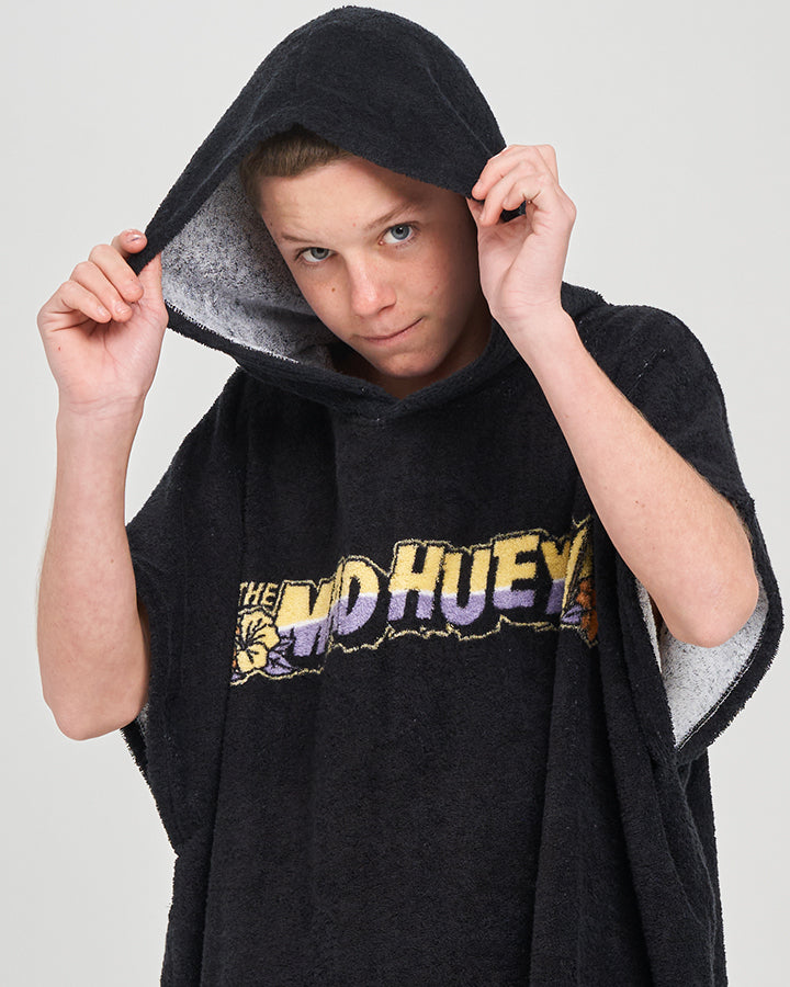 SURFING HUEYS | YOUTH HOODED TOWEL - BLACK
