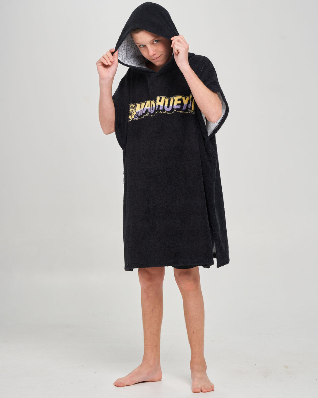 SURFING HUEYS | YOUTH HOODED TOWEL - BLACK