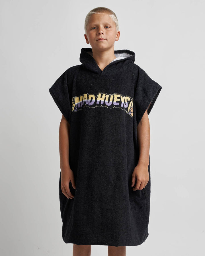 SURFING HUEYS | YOUTH HOODED TOWEL - BLACK