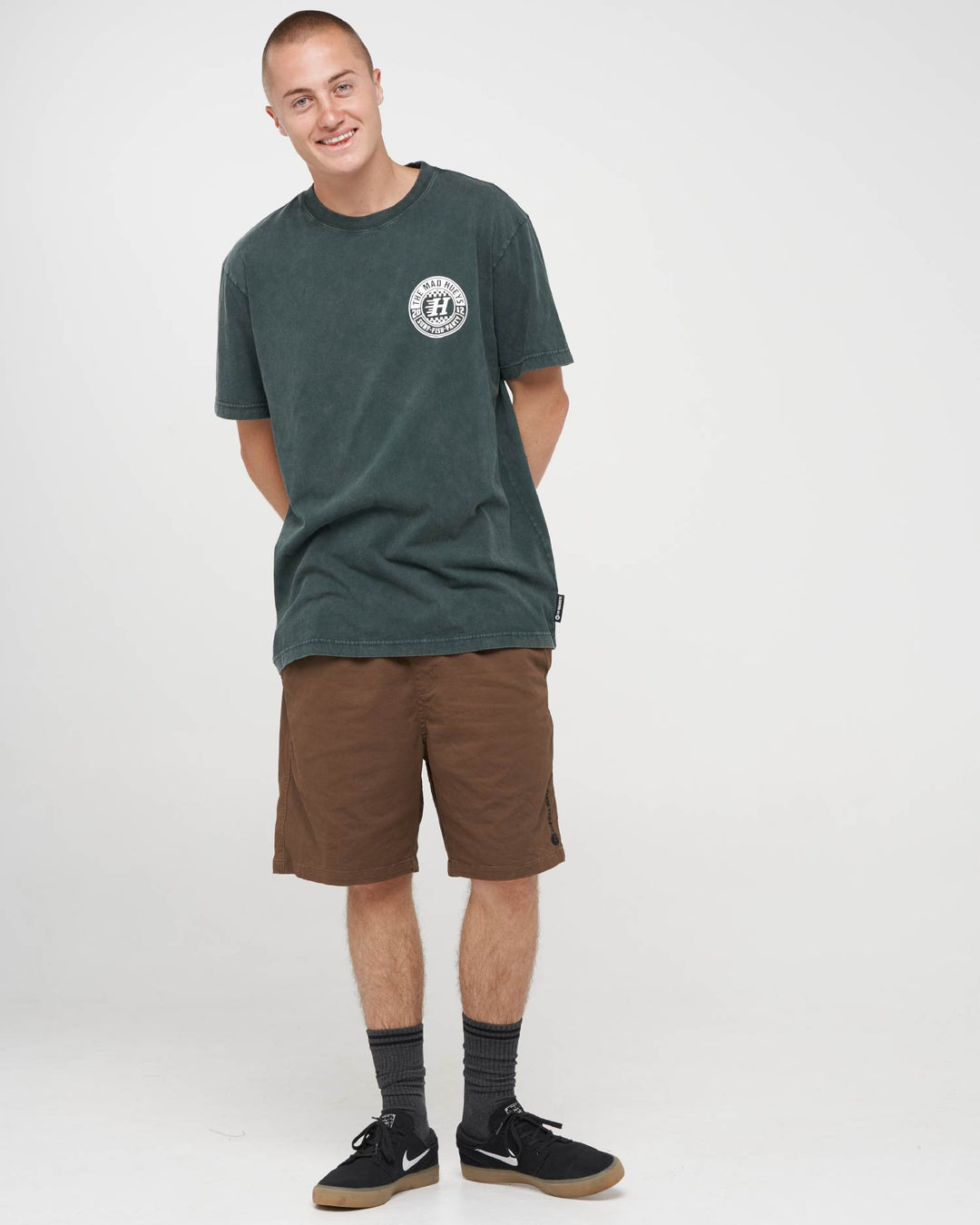CHECKER HUEYS | SS TEE - PINE GREEN WASHED