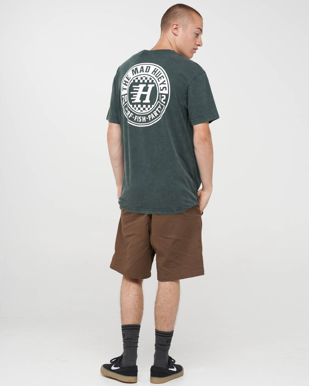 CHECKER HUEYS | SS TEE - PINE GREEN WASHED