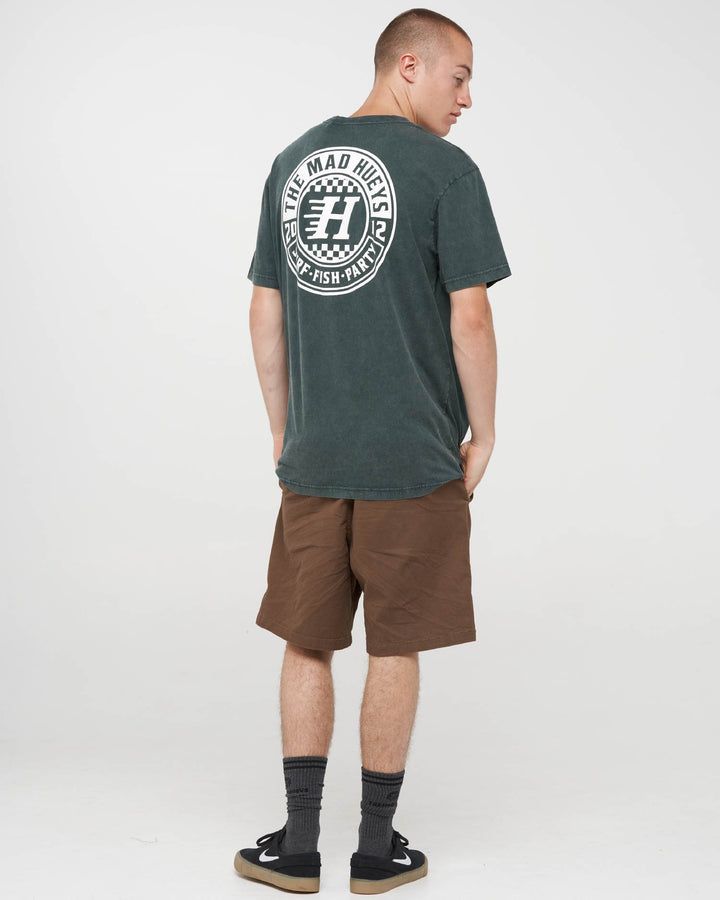 CHECKER HUEYS | SS TEE - PINE GREEN WASHED