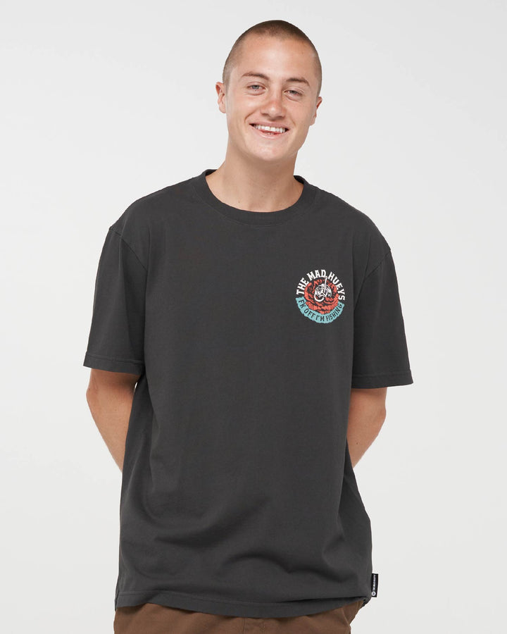 The Mad Hueys Shield FK Off SS T-shirt in Vintage Black, alternate view 3
