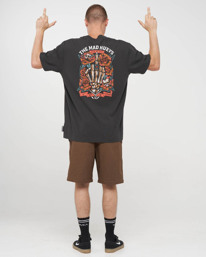 The Mad Hueys Shield FK Off SS T-shirt in Vintage Black, alternate view 4
