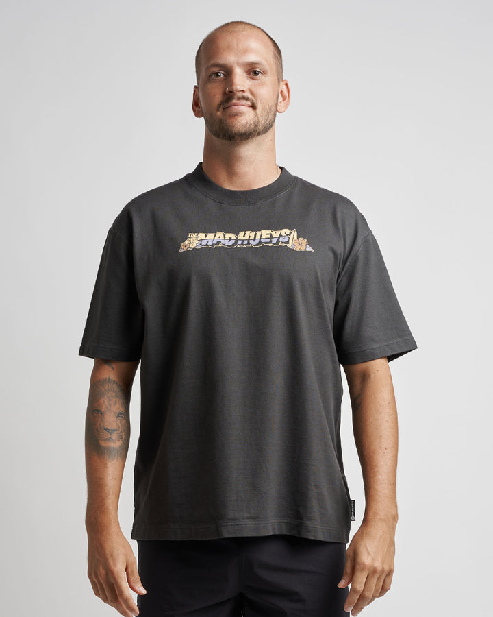 SURFING HUEYS | OVERSIZED SS TEE - VINTAGE BLACK