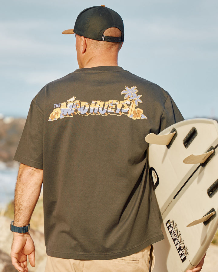 SURFING HUEYS | OVERSIZED SS TEE - VINTAGE BLACK